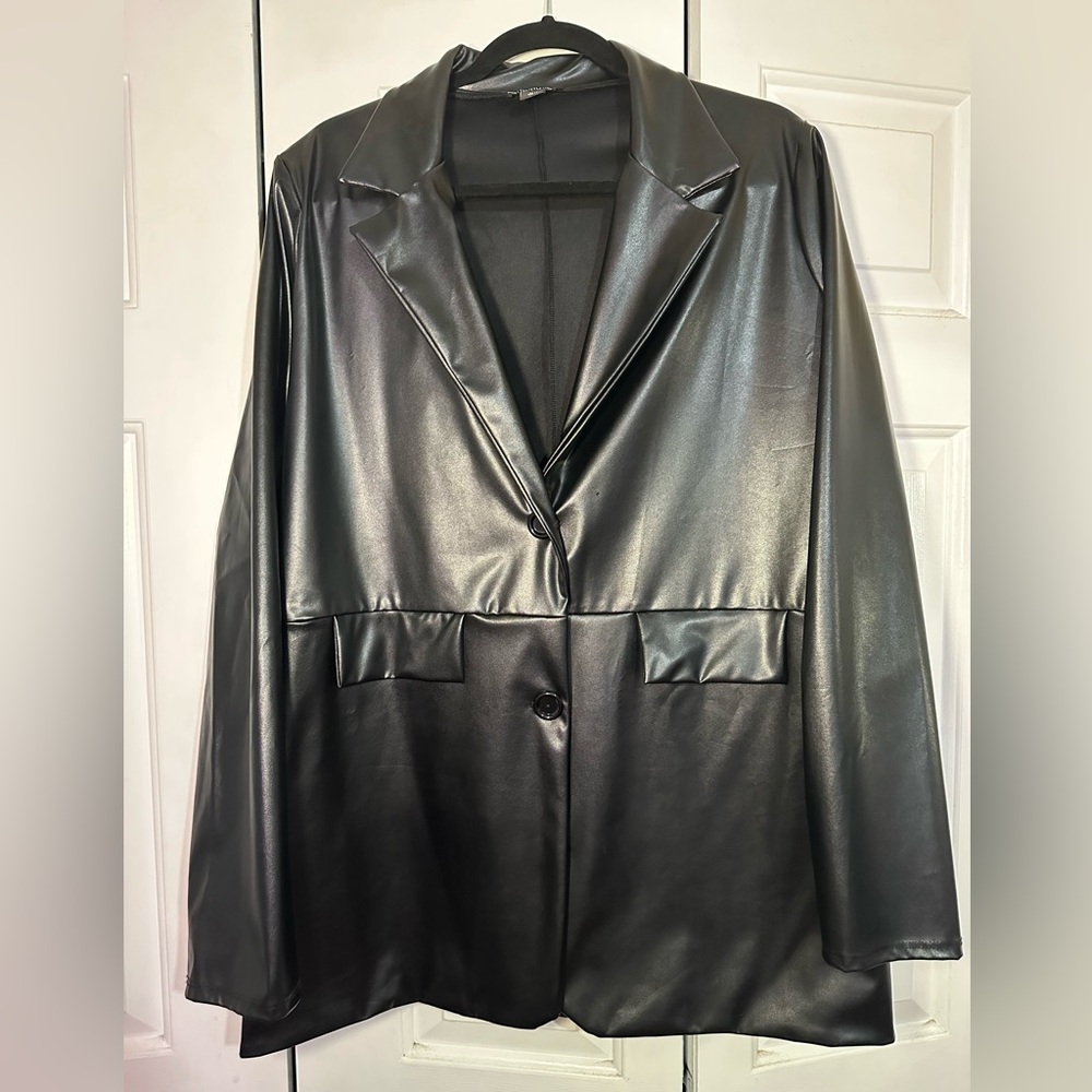 Oversized vegan leather blazer